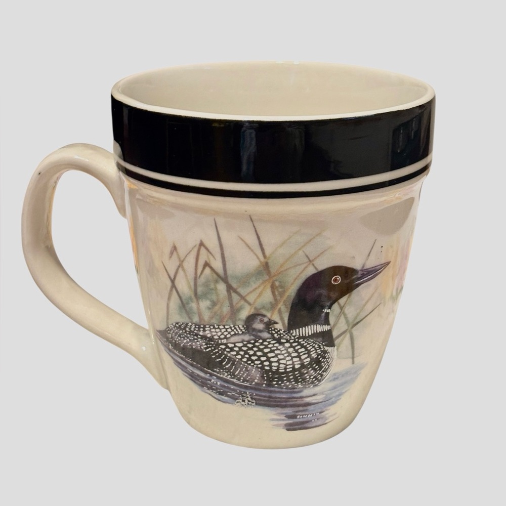 Folk Craft Stoneware Elegant Loon Ceramic Mug - Great condition